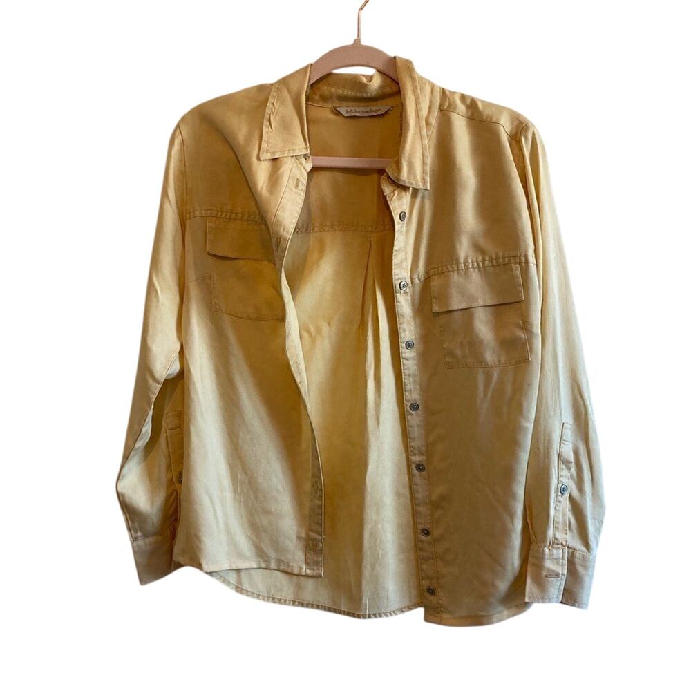 Soft Surroundings XS Yellow Rustic Button Up Farmhouse Utility Gorpcore Blouse